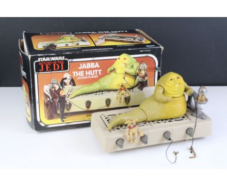 Star Wars - Original boxed Kenner Return Of The Jedi Jabba the Hutt action play set, complete with Jabba, throne, Salacious C