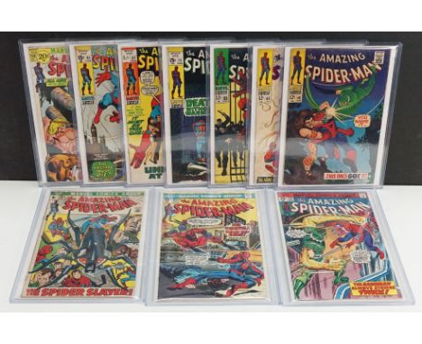 Comics - 10 Marvel The Amazing Spider-Man issues to include #49, #62 (foxing to cover), #65, #75, #87, #95, #103, #105 (1st a