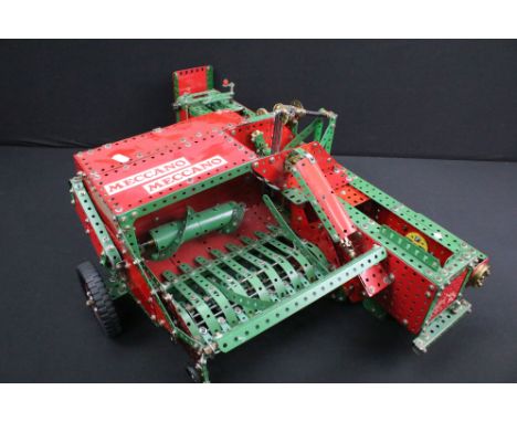 Meccano - Scratch built working construction Meccano model of a Baler, well built model with working mechanisms and parts, mo