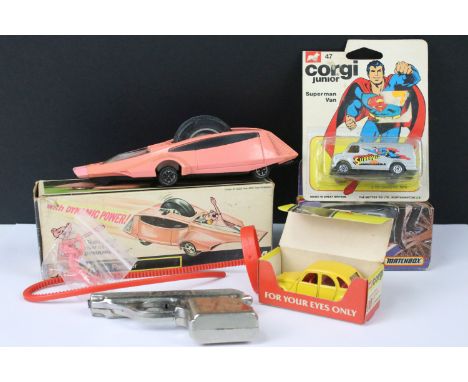 Four boxed / carded TV related diecast models to include Dinky 354 Pink Panther (complete with Pink Panther figure, dynamic p