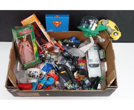 Collection of vintage TV / Film / Sci Fi related toys &amp; collectables to include Tomy Tron Light Cycle, bagged Pez Batman 