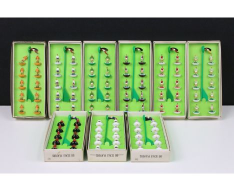 Subbuteo - Nine boxed HW Subbuteo teams to include The Arsenal, West Ham. Bournemouth, Wolves, Celtic, Spurs, QPR, Fulham, Bo