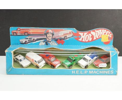 Boxed Mattel Hot Wheels 9031 HELP Machines 6 Emergency Vehicles diecast set, complete, diecast ex and appearing un-removed fr