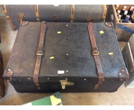 A canvas and leather bound trunk