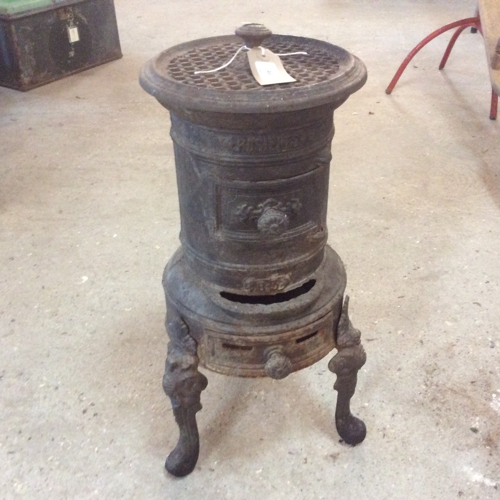 An old small cast iron stove