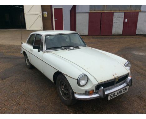 MG B GT 1.8 Manual with Overdrive. 1974. Registration GBJ 917N. Mileage showing 37,235. Chassis number GHD5 359604 G. Date of