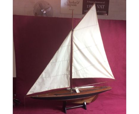 A vintage large model of a racing yacht, 90cm