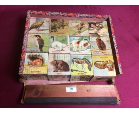A set of animal decorated vintage children's building blocks