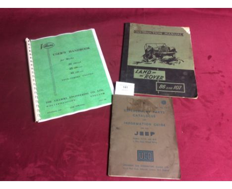 Three manuals to include Jeep, Land Rover and Villiers