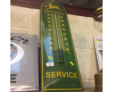 A John Deere advertising thermometer, 75cm x 22cm
