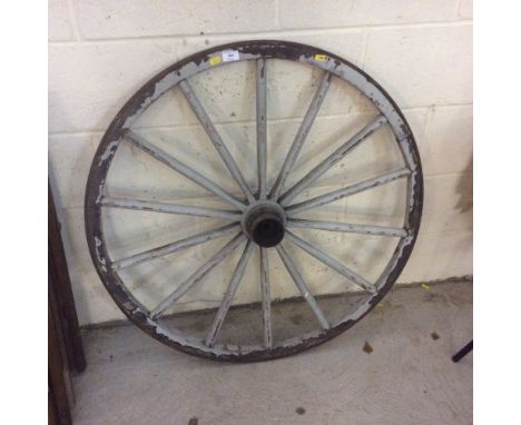 A vintage cart wheel