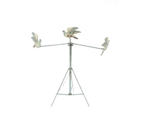 An unusual vintage revolving pigeon decoy