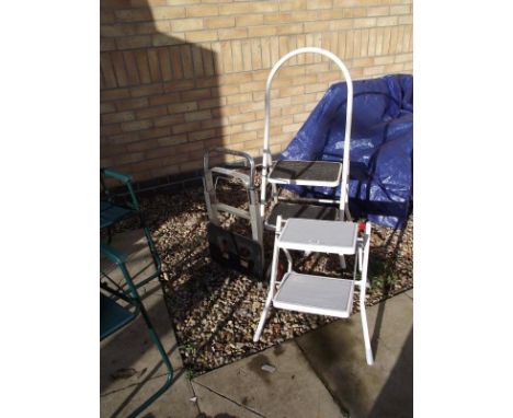 A pair of step ladders and a wheeled trolley - Collection Only 