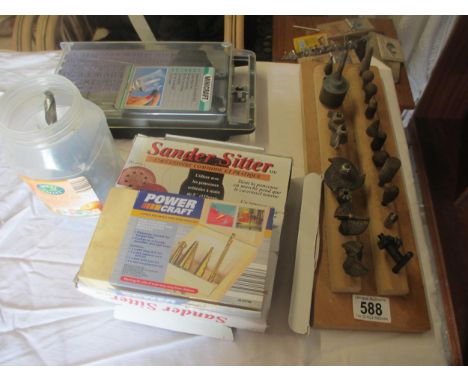 A quantity of drill bits, Sander Sitter etc