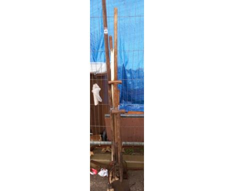 A quantity of vintage garden tools including pick etc. COLLECT ONLY