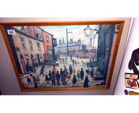 A vintage oak framed Lowry Print 64x49cm