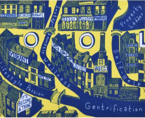 Sir Grayson Perry O.B.E., R.A. (British 1960-) "Gentrification Cloth" Textile created for charity 'Shelter' to support people