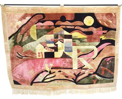 After Paul Klee  "Villa R 1919" wall tapestry Cotton on cotton, paper label to reverse.121cm x 90cm