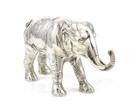 An antique late 19th Century German Silver statue of an elephant by Neresheimer of Hanau circa 1895. Modeled as an elephant w