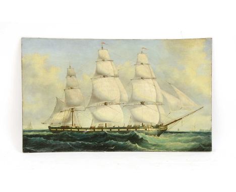 H Pope (English school, 19th century)Sailing in choppy seassigned l.r., oil on canvas laid on board46 x 76cm, unframedConditi