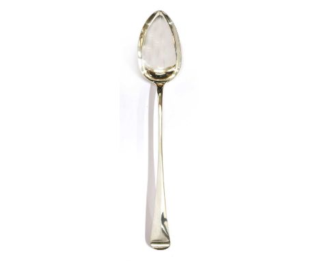 A George II Old English silver basting spoon, by John Wilkes (probably) London, 1728, 33cm long, 4.5oztCondition report: make