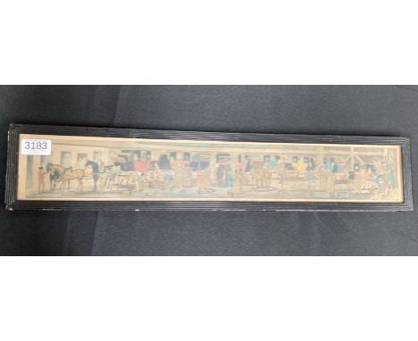 A SMALL 19TH CENTURY COACHING PRINT,&nbsp;&nbsp;'4....All the world's a stage (Bull and Mouth Inn)', hand coloured, framed