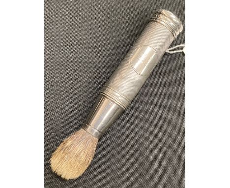 A VICTORIAN SILVER SHAVING BRUSH,&nbsp;by&nbsp;William Thomas Wright &amp; Frederick Davies, London 1873, cylindrical, the en