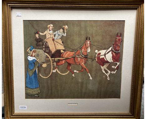 Large print, 'Going Well', by Cecil Aldin, framed.