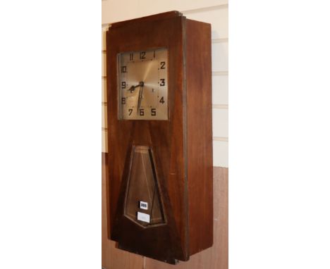 A 1930's Art Deco Westminster chimes wall clock Height 74cm
