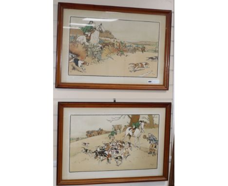 Cecil Aldin, pair of colour prints, Hunting scenes, 44 x 63cm