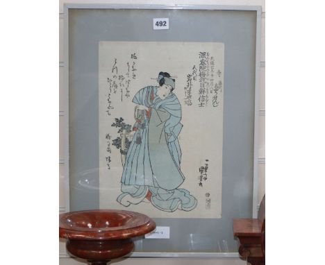 Kuniyoshi, woodblock print, Memorial portrait of The actor Hanshiro V (died 1836), 36 x 25cm
