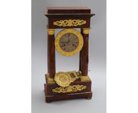 A mahogany and ormolu Portico clock height 46cm