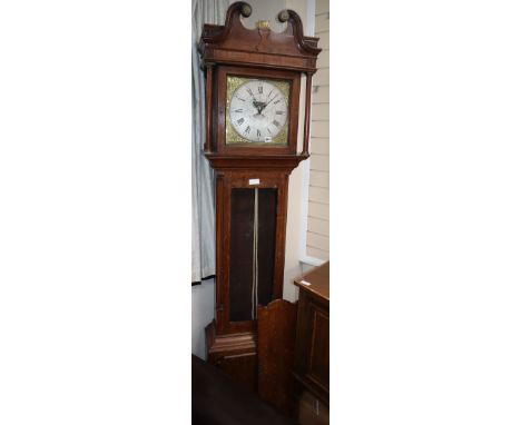 A George III oak thirty hour longcase clock Height 220cm