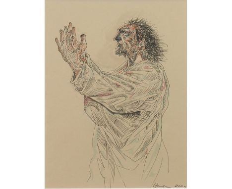 * PETER HOWSON OBE,MOSESmixed media on paper, signed and dated 200929cm x 22cmMounted, framed and under glass