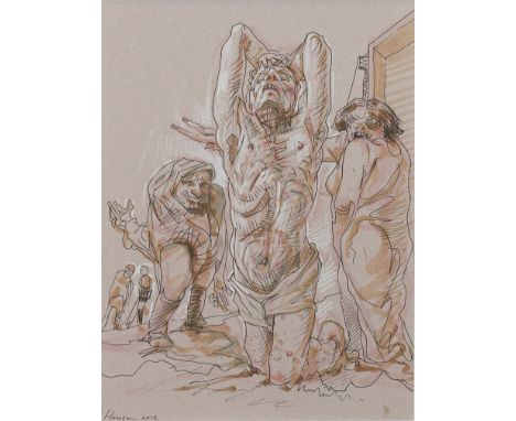 * PETER HOWSON OBE,REDEMPTIONmixed media on paper, signed and dated 201229cm x 22cmMounted, framed and under glass