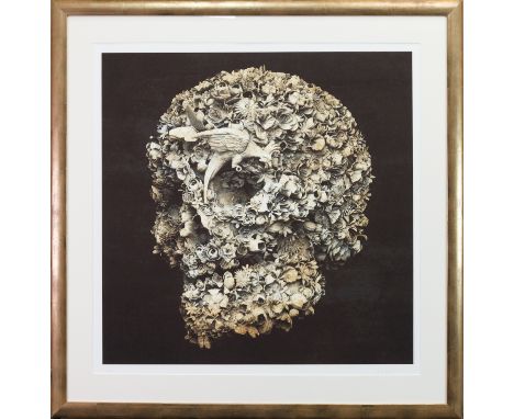 JACKY TSAI (CHINESE b 1984), FLORAL SKULL (Probably the rarest of the Floral Skull series) screenprint, signed and numbered 3