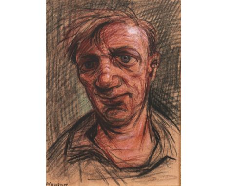 * PETER HOWSON OBE,BLUE COLLAR WORKERpastel on paper, signed28cm x 43cmMounted, framed and under glass