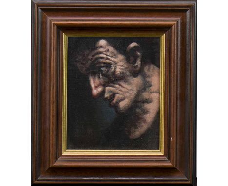 * PETER HOWSON OBE,JIMBOoil on canvas, signed, titled and dated 1997 verso15cm x 12.5cmFramedNote: "Happy Birthday, dearest L