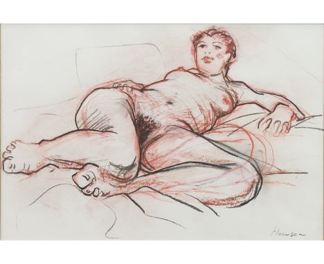 * PETER HOWSON OBE,RECLINING NUDE IIpastel on paper, signed28cm x 43cmMounted, framed and under glass