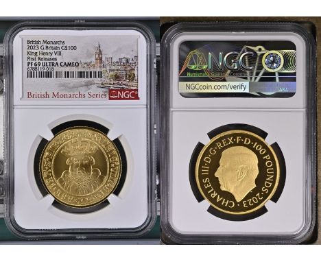 UNITED KINGDOM. Charles III, 2022-. Gold 100 pounds, 2023. Royal Mint. Proof. This design is the fifth release in a Royal Min