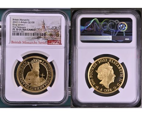 UNITED KINGDOM. Elizabeth II, 1952-2022. Gold 100 pounds, 2022. Royal Mint. Proof. This design is the second release in a Roy