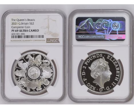 UNITED KINGDOM. Elizabeth II, 1952-2022. Silver 2 pounds, 2021. Royal Mint. Proof. Minted to finish off the Queen's Beasts se