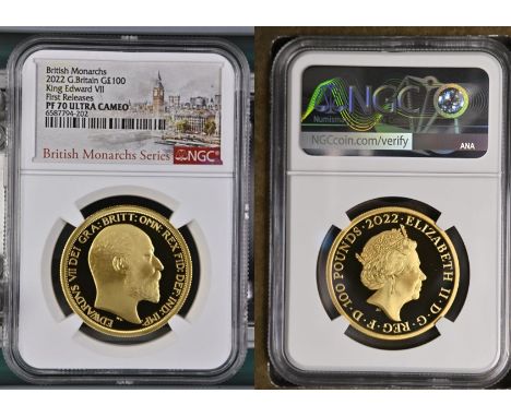 UNITED KINGDOM. Elizabeth II, 1952-2022. Gold 100 pounds, 2022. Royal Mint. Proof. This design is the fourth release in a Roy