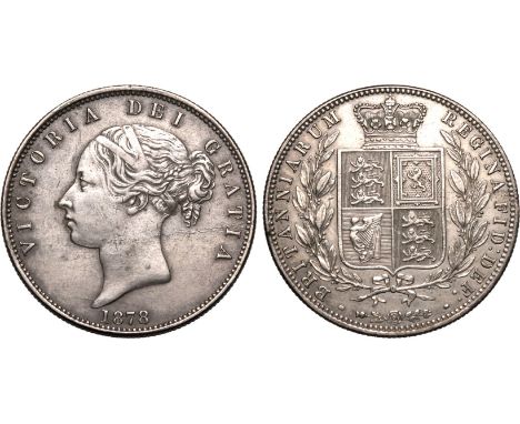 UNITED KINGDOM. Victoria, 1837-1901. Silver halfcrown, 1878. Royal Mint. Young head of Queen Victoria facing left; date below