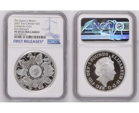 UNITED KINGDOM. Elizabeth II, 1952-2022. Silver 5 pounds, 2021. The Royal Mint. Proof. Minted to finish off the Queen's Beast