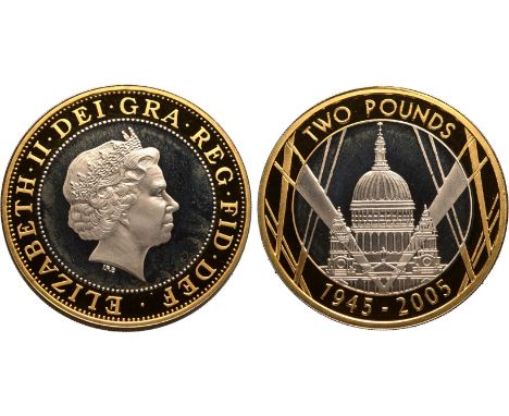 UNITED KINGDOM. Elizabeth II, 1952-2022. Silver 2 pounds, 2005. Royal Mint. Proof. Commemorating the 60th anniversary of the 