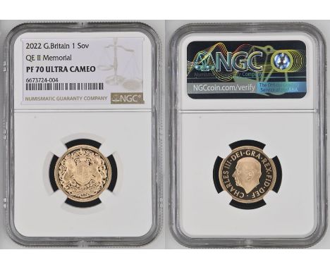 UNITED KINGDOM. Charles III, 2022-. Gold sovereign, 2022. Royal Mint. Proof. Issued as the first sovereign for King Charles I