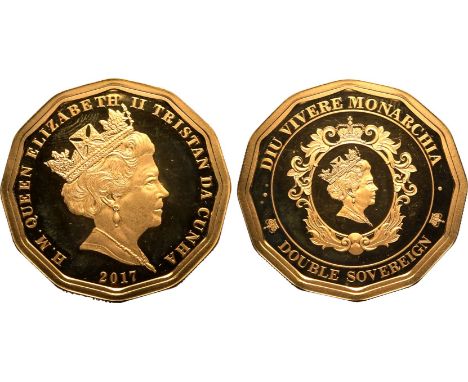TRISTAN DA CUNHA. Elizabeth II, 1952-2022. Gold 2 pounds (double sovereign), 2017. Proof. Diu Vivere Monarchia Twelve-Sided S