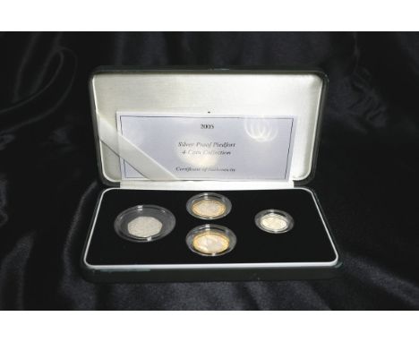 UNITED KINGDOM. 2005 Silver Piedfort Collection Four-Coin Set, in the original box as issued by the Mint and the certificate 