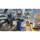 Hopkins (6) arm screen print machine - and (2) 5 1/2ft Aluminum rolling racks with "The Ultimate" sc